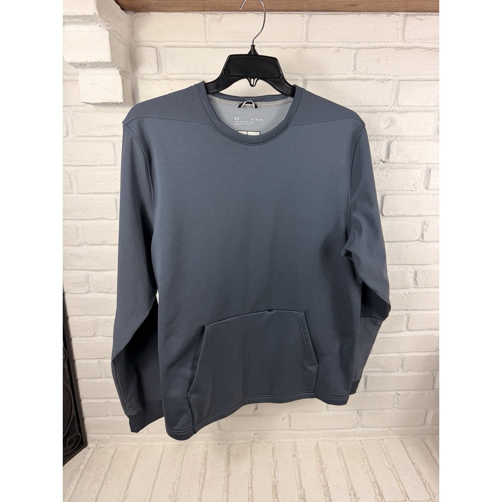 Athleisure Under Armour XL Loose Crewneck Sweatshirt Blue Gray Kangaroo Pocket